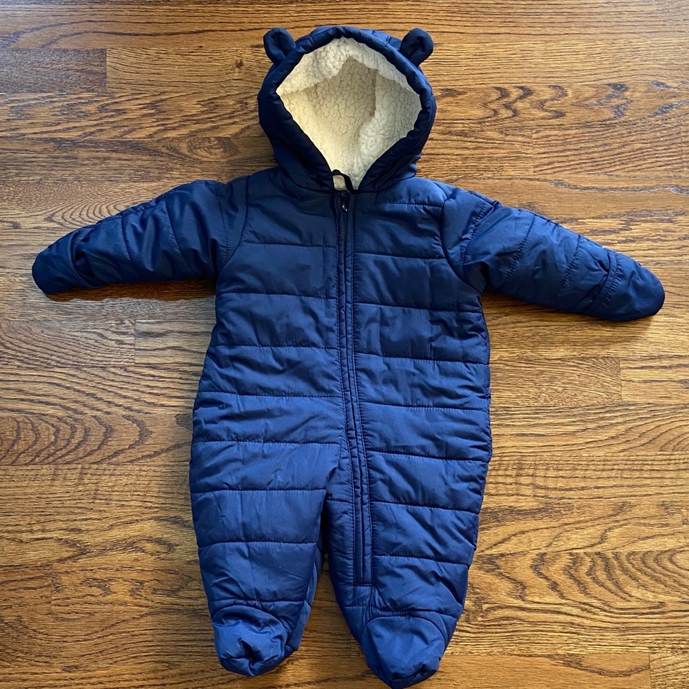 Children’s Place Navy Blue‎ Hooded One Piece Snow Suit 3-6 Months